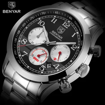 BENYAR New Business Stainless Steel Waterproof Chronograph Watches Quartz Military Men's Watch Male Wristwatch Relogio Masculino
BENYAR New Business Stainless Steel Waterproof Chronograph Watches Quartz Military Men's Watch Male Wristwatch Relogio Masculino
