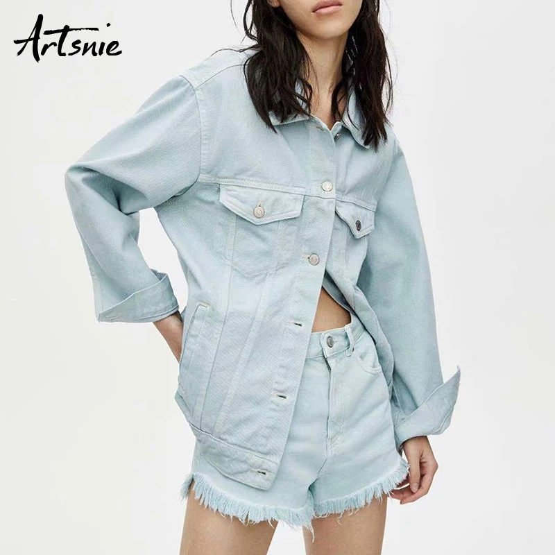 Artsnie streetwear casual women jacket autumn 2019 turn down collar long sleeve double pockets denim coats chaquetas mujer
Artsnie streetwear casual women jacket autumn 2019 turn down collar long sleeve double pockets denim coats chaquetas mujer