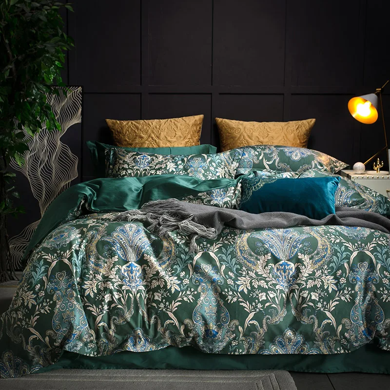 Court luxury style Royal exclusive 100% cotton green bed linens set Duvet / Quilt cover sets Flat Sheet with Pillow Cases 4 pcs
Court luxury style Royal exclusive 100% cotton green bed linens set Duvet / Quilt cover sets Flat Sheet with Pillow Cases 4 pcs