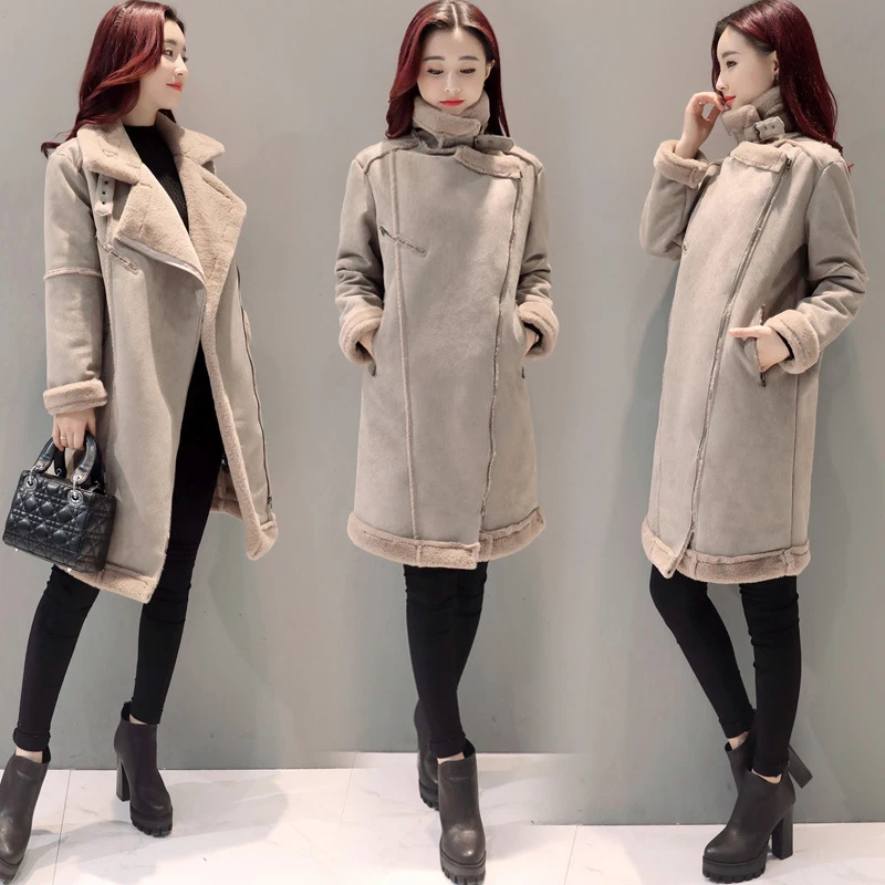 2017 Winter Women Faux Lambs Wool Outerwear Female Long Thick Warm Shearling Coats Zipper Faux Suede Leather Jackets H162
2017 Winter Women Faux Lambs Wool Outerwear Female Long Thick Warm Shearling Coats Zipper Faux Suede Leather Jackets H162