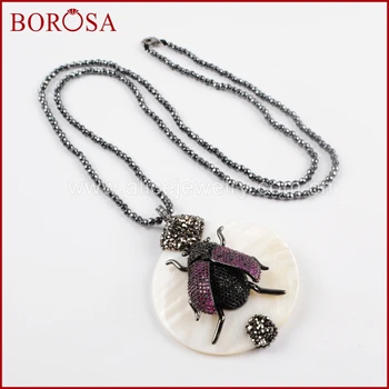 BOROSA 2PCS 30" Trendy Micro Pave CZ Ladybugs Charm Round White Shell Pendant with Hematite Stone Beads Necklace Jewelry JAB869
BOROSA 2PCS 30" Trendy Micro Pave CZ Ladybugs Charm Round White Shell Pendant with Hematite Stone Beads Necklace Jewelry JAB869