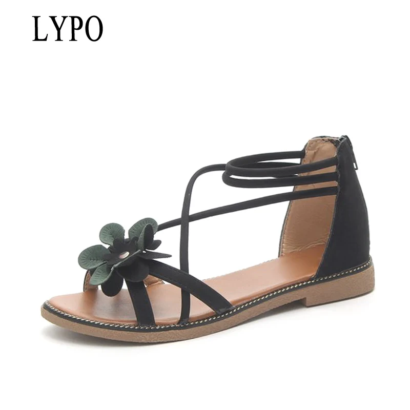 LYPO Summer shoes Korean version flower flat sandals Girls Roman Retro cross straps Rear zipper Open toe Women sandals
LYPO Summer shoes Korean version flower flat sandals Girls Roman Retro cross straps Rear zipper Open toe Women sandals