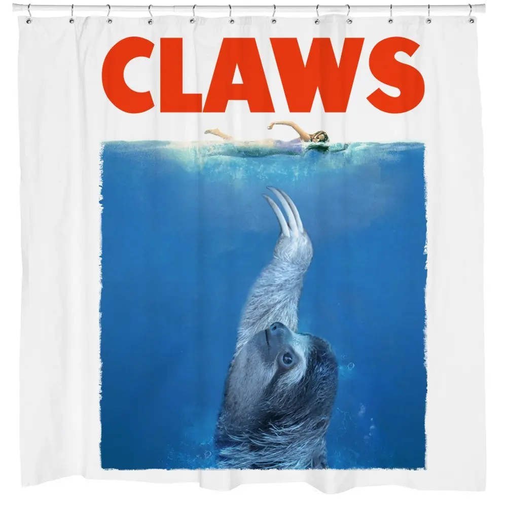 Sloth Shower Curtain Movie Poster JAWS Fun Bathroom Decor White Fabric Hooks Included
Sloth Shower Curtain Movie Poster JAWS Fun Bathroom Decor White Fabric Hooks Included