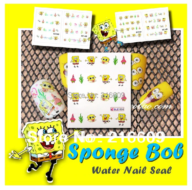 Nail 20Sheets/Lot Mix 6 Designs Sponge Bob Square Pants Nail Water Sticker DIY Nail Art Applique Decals Decoration BLE1604-1609
Nail 20Sheets/Lot Mix 6 Designs Sponge Bob Square Pants Nail Water Sticker DIY Nail Art Applique Decals Decoration BLE1604-1609
