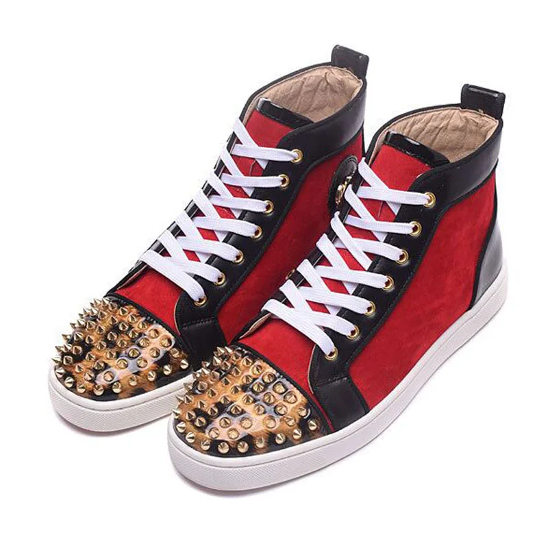 Handmade Designers Shoe Chaussure Homme Unisex Shoe Sequins Golden Spikes Casual Shoes Mens Red High Top Fahion Luxury Shoes Men
Handmade Designers Shoe Chaussure Homme Unisex Shoe Sequins Golden Spikes Casual Shoes Mens Red High Top Fahion Luxury Shoes Men