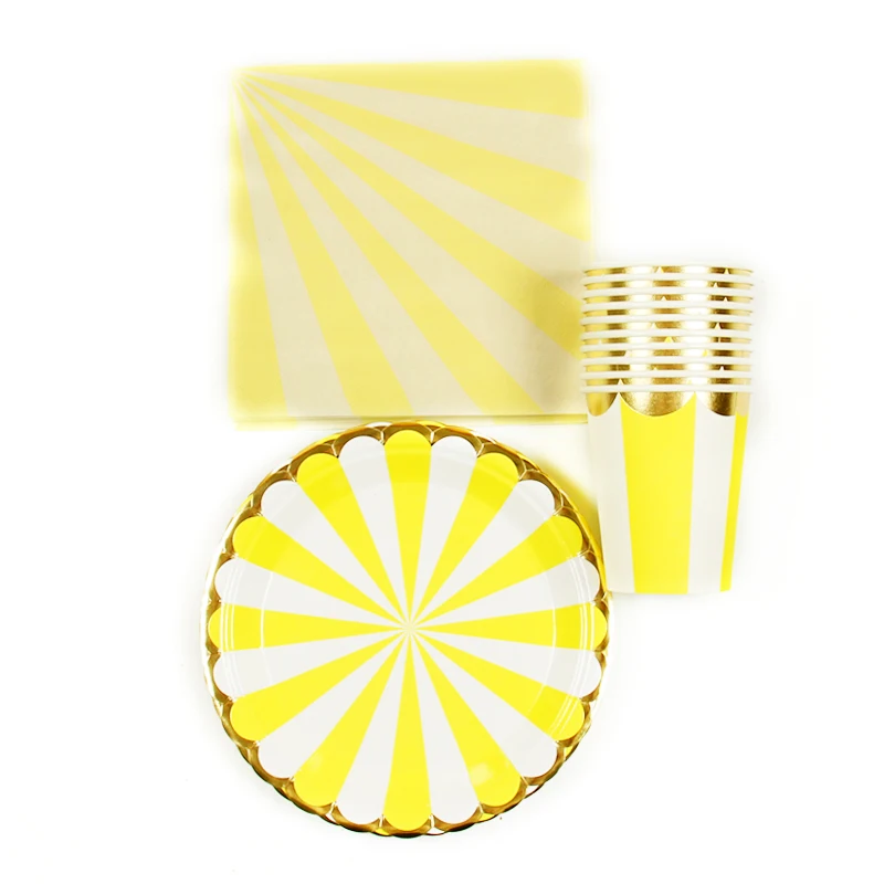 Yellow Stripe Disposable Party Tableware Sets Paper Plates Cups Napkins for Birthday Wedding Bridal Shower Kids Party Decorate
Yellow Stripe Disposable Party Tableware Sets Paper Plates Cups Napkins for Birthday Wedding Bridal Shower Kids Party Decorate