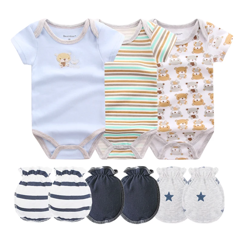 New born Baby Clothes Baby Girl Romper Short Sleeve Cotton Cartoon 3pcs Baby Boy Rompers + 3pairs Glove Overalls for children
New born Baby Clothes Baby Girl Romper Short Sleeve Cotton Cartoon 3pcs Baby Boy Rompers + 3pairs Glove Overalls for children