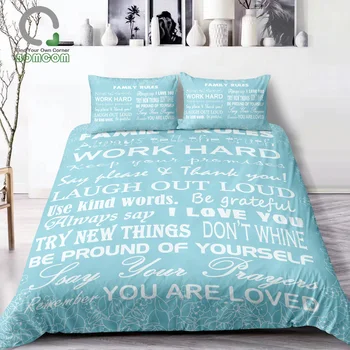 

BOMCOM 3D Digital Printing Inspirational Quote for Family Tell Truth be Loved etc. Duvet Cover Sets 100% Microfiber,Pinkish Blue