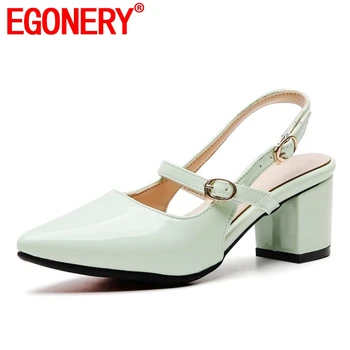 EGONERY shoes woman summer new fashion sexy patent leather buckle woman sandals outside high square heels plus size ladies shoes
EGONERY shoes woman summer new fashion sexy patent leather buckle woman sandals outside high square heels plus size ladies shoes