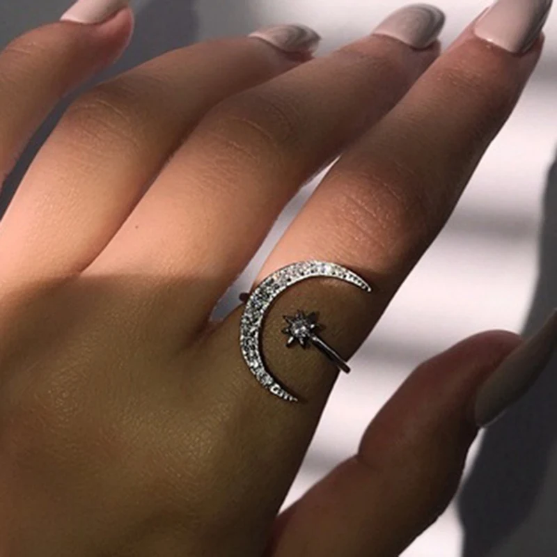 2019 New Fashion Ring Moon & Star Dazzling Open Finger Ring For Women Girls Jewelry Pure Wedding Engagement Jewelry Gifts
2019 New Fashion Ring Moon & Star Dazzling Open Finger Ring For Women Girls Jewelry Pure Wedding Engagement Jewelry Gifts