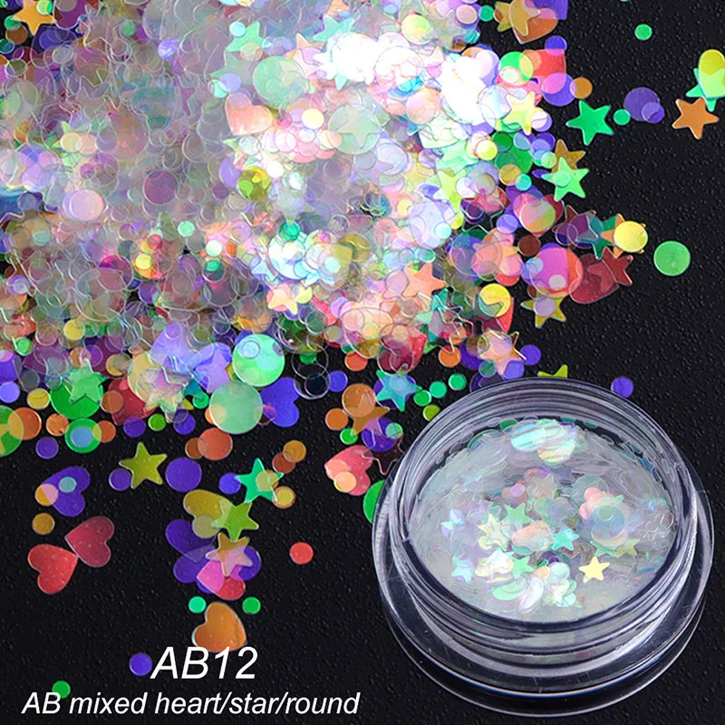 1 Bottle Chameleon AB Shiny Nail Art Glitter Sequins Heart Star Round Nail Bling Nail Flake 3D DIY Manicure Decor
1 Bottle Chameleon AB Shiny Nail Art Glitter Sequins Heart Star Round Nail Bling Nail Flake 3D DIY Manicure Decor