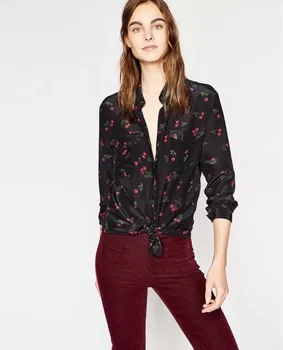 Women Blouse New 2018 Silk Sweet Cherry Print Pockets Design Long Sleeve Casual French Style Female Shirts
Women Blouse New 2018 Silk Sweet Cherry Print Pockets Design Long Sleeve Casual French Style Female Shirts