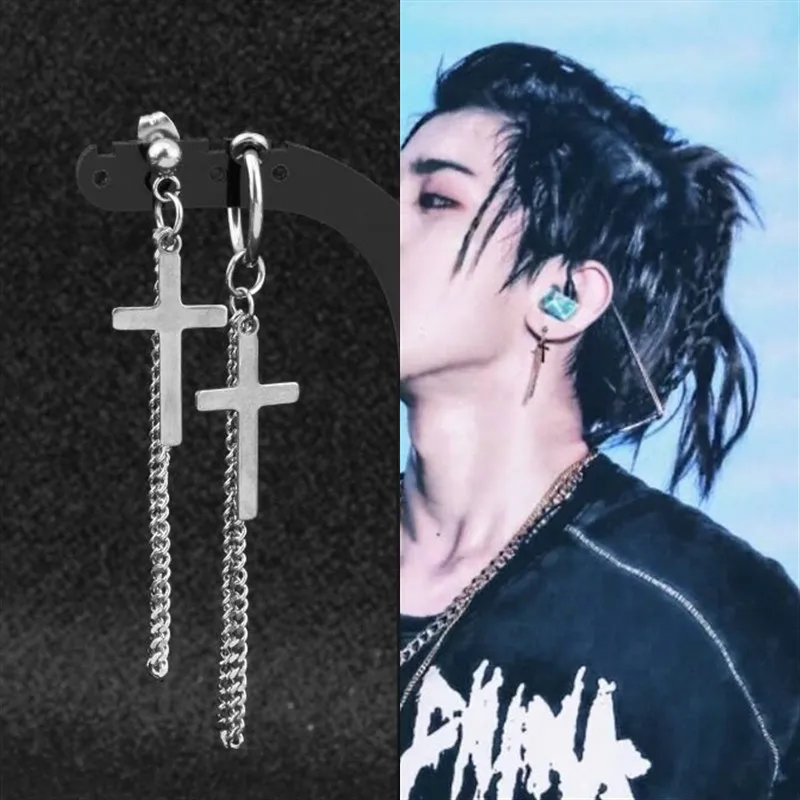 Simple KPOP DNA Korean V Bangtan Boys Punk Style Tassel JIMIN Chain Cross Stud Earrings For Men Women Statement Jewelry
Simple KPOP DNA Korean V Bangtan Boys Punk Style Tassel JIMIN Chain Cross Stud Earrings For Men Women Statement Jewelry