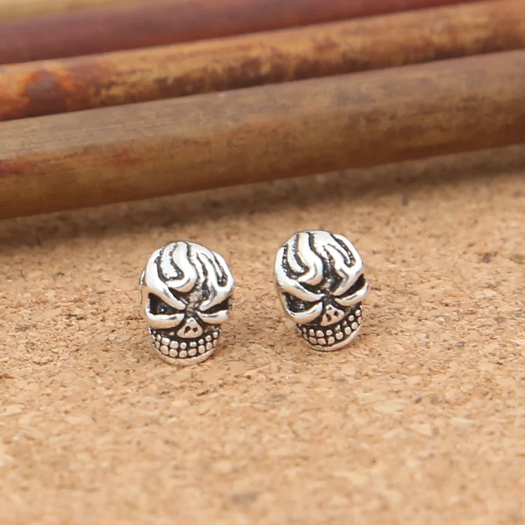 Handcrafted Thai Silver Skull Head Earrings Vintage 925 Silver Skeleton Earrings Sterling Silver Man Earrings Punk Jewelry
Handcrafted Thai Silver Skull Head Earrings Vintage 925 Silver Skeleton Earrings Sterling Silver Man Earrings Punk Jewelry
