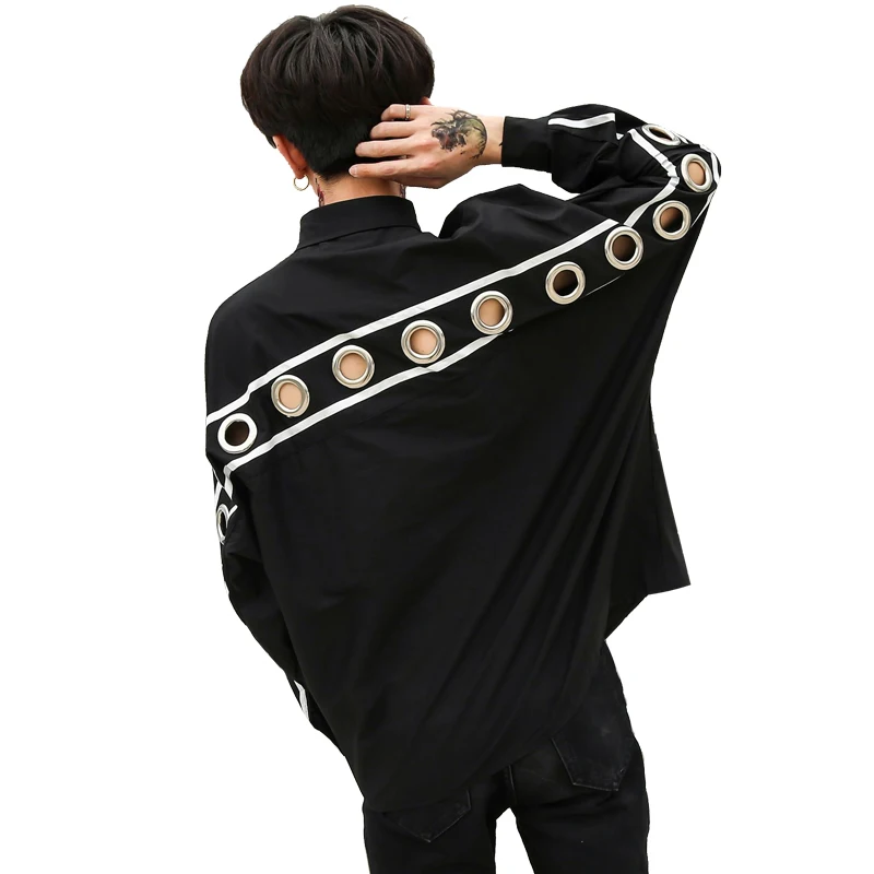 Man Bat Long Sleeve Casual Shirt Male High Street Fashion Hip Hop Punk Style Rivet Iron Ring Hollow Loose Dress Shirt
Man Bat Long Sleeve Casual Shirt Male High Street Fashion Hip Hop Punk Style Rivet Iron Ring Hollow Loose Dress Shirt