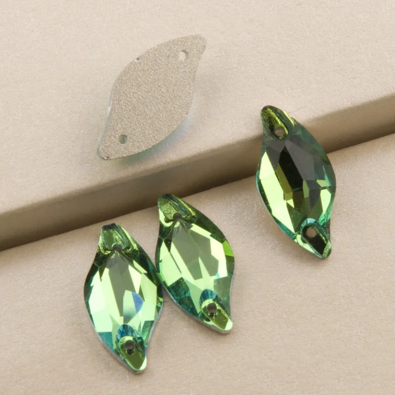 

YANRUO Peridot 3254 Leaf Crystal Sew on Rhinestones Crystals Flat Back Rhinestone Sewing Button Stones Beads