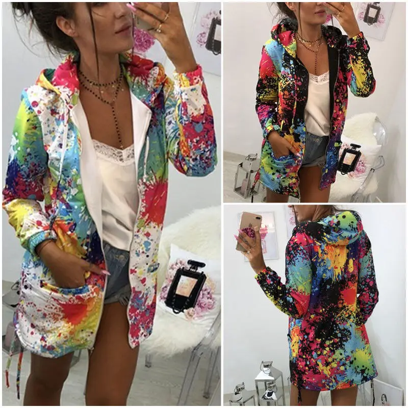 arrival Brand Newest Women's Long Sleeve Hooded Ink Painting Colorful Windbreaker Parka Coat Outwear Soft Clothes
arrival Brand Newest Women's Long Sleeve Hooded Ink Painting Colorful Windbreaker Parka Coat Outwear Soft Clothes