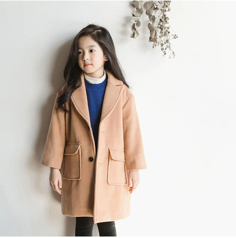 woolen big girls clothes autumn Korean trench coats kids long toddler winter coat children clothing 2018 new arrive outwears top (8)