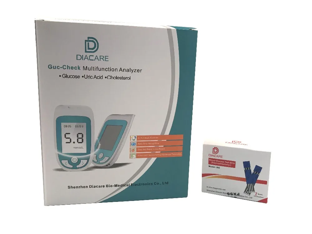 Guc-Check Multi-monitoring System blood Glucose analyzer & Cholesterol and Uric Acid meter with 50pcs blood Glucose Test Strips
Guc-Check Multi-monitoring System blood Glucose analyzer & Cholesterol and Uric Acid meter with 50pcs blood Glucose Test Strips