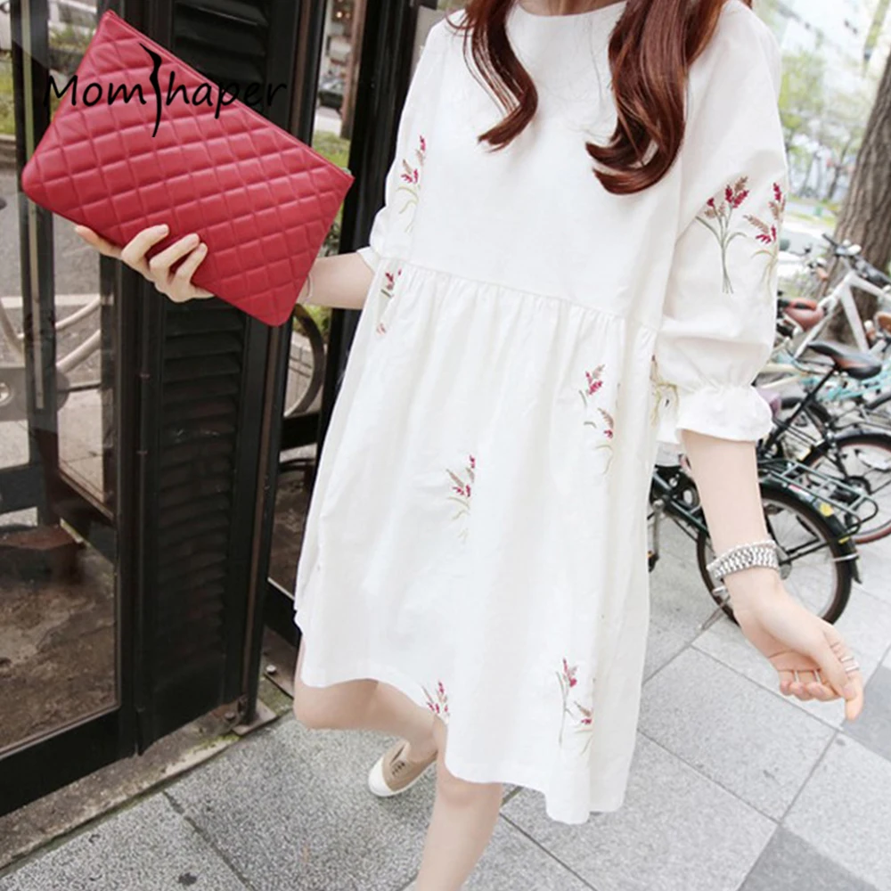 Maternity dress Korean version Casual medium and long short sleeved loose Dresses embroidered Pregnant Blouses Cotton 2018 new
Maternity dress Korean version Casual medium and long short sleeved loose Dresses embroidered Pregnant Blouses Cotton 2018 new