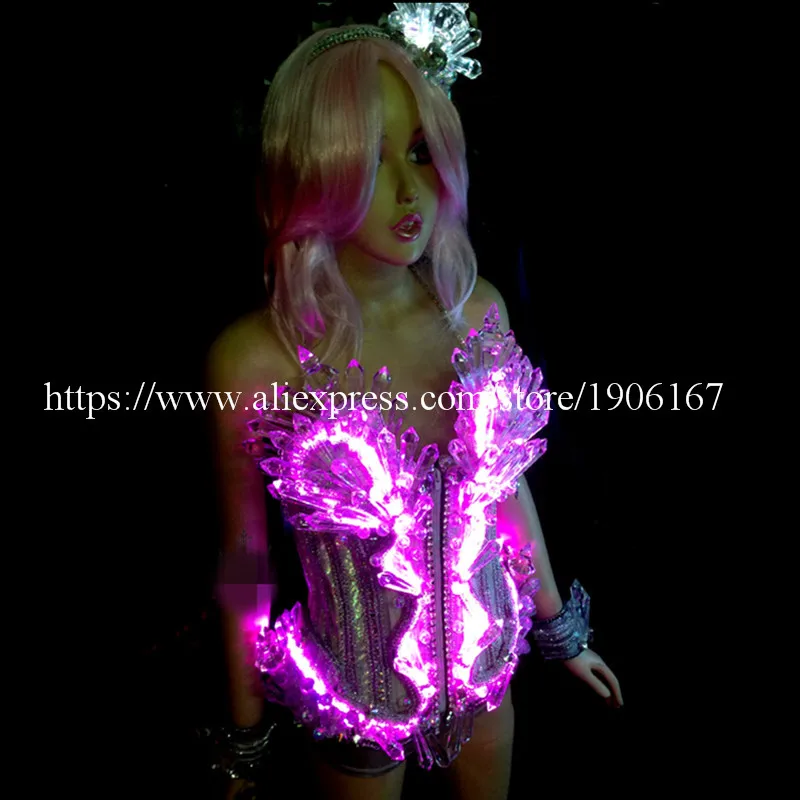 Colorful Crystal Led Luminous Women Costume Sexy Lady Evening Party Dress Led Light Growing DS Stage Dance Party Clothes
Colorful Crystal Led Luminous Women Costume Sexy Lady Evening Party Dress Led Light Growing DS Stage Dance Party Clothes