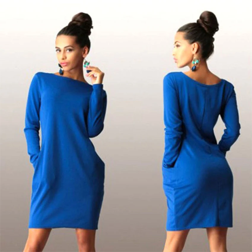 Solid Mini Bodycon Dresses Women Fashion Big Pockets Slim Dress Casual Loose O-Neck Spring Summer Elasticity Dress Plus Size New
Solid Mini Bodycon Dresses Women Fashion Big Pockets Slim Dress Casual Loose O-Neck Spring Summer Elasticity Dress Plus Size New
