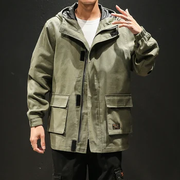 Hooded Men Jacket Army Style Cotton Spring Coat Male Solid Velcro Big Pocket Casual Outerwear 2019 New Mens Hat Windbreakers
Hooded Men Jacket Army Style Cotton Spring Coat Male Solid Velcro Big Pocket Casual Outerwear 2019 New Mens Hat Windbreakers