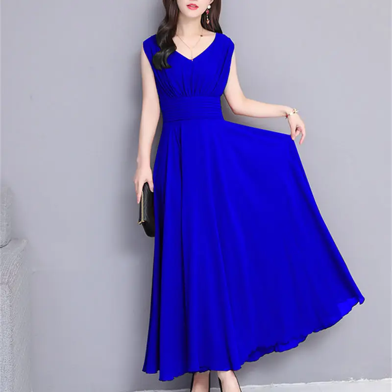 High Quality Blue Chiffon Boho Beach Dress Women 2019 Summer Solid V-Neck Big Swing Tank Pleated Party Dresses Vestidos Female
High Quality Blue Chiffon Boho Beach Dress Women 2019 Summer Solid V-Neck Big Swing Tank Pleated Party Dresses Vestidos Female