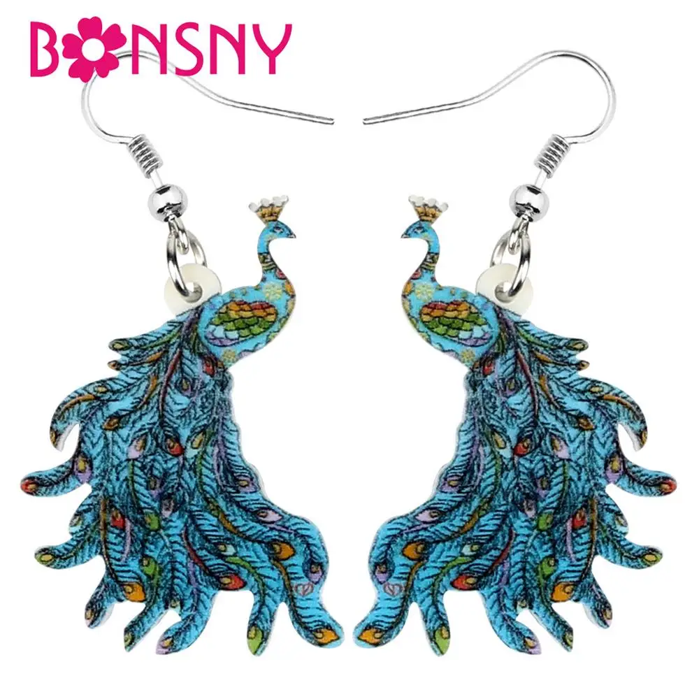 Bonsny Acrylic Fashion Blue Peacock Earrings Dangle Drop Unique Cute Bird Jewelry For Women Girls Lovers Charms Gift Decoration
Bonsny Acrylic Fashion Blue Peacock Earrings Dangle Drop Unique Cute Bird Jewelry For Women Girls Lovers Charms Gift Decoration
