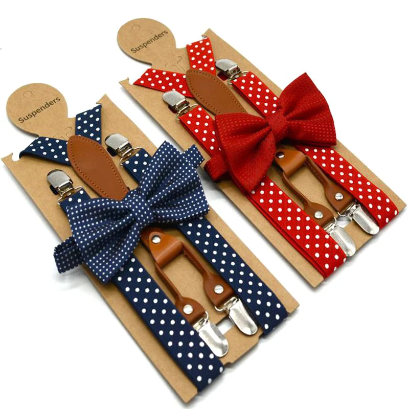 Men Women Polka Dot Tie Suspenders 4 Clips Leather Suspensorio Braces FDC99 | Аксессуары для одежды