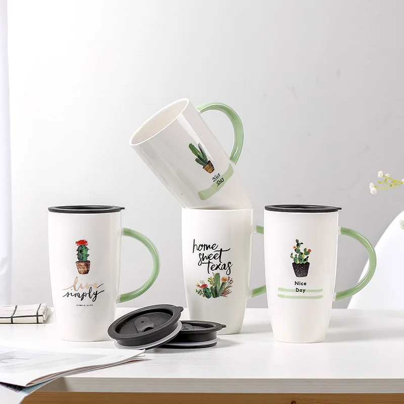 600ml Creative Cactus pattern Ceramic Mug With Lid Cartoon cups Milk Coffee Tea Cup Green handle Porcelain Mugs Nice Gifts
600ml Creative Cactus pattern Ceramic Mug With Lid Cartoon cups Milk Coffee Tea Cup Green handle Porcelain Mugs Nice Gifts
