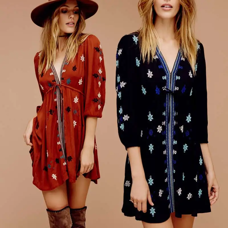BOHO INSPIRED 2018 summer dresse V-Neck floral embroidery drawstring waist half sleeve dress women hippie chic vestidos clothing
BOHO INSPIRED 2018 summer dresse V-Neck floral embroidery drawstring waist half sleeve dress women hippie chic vestidos clothing