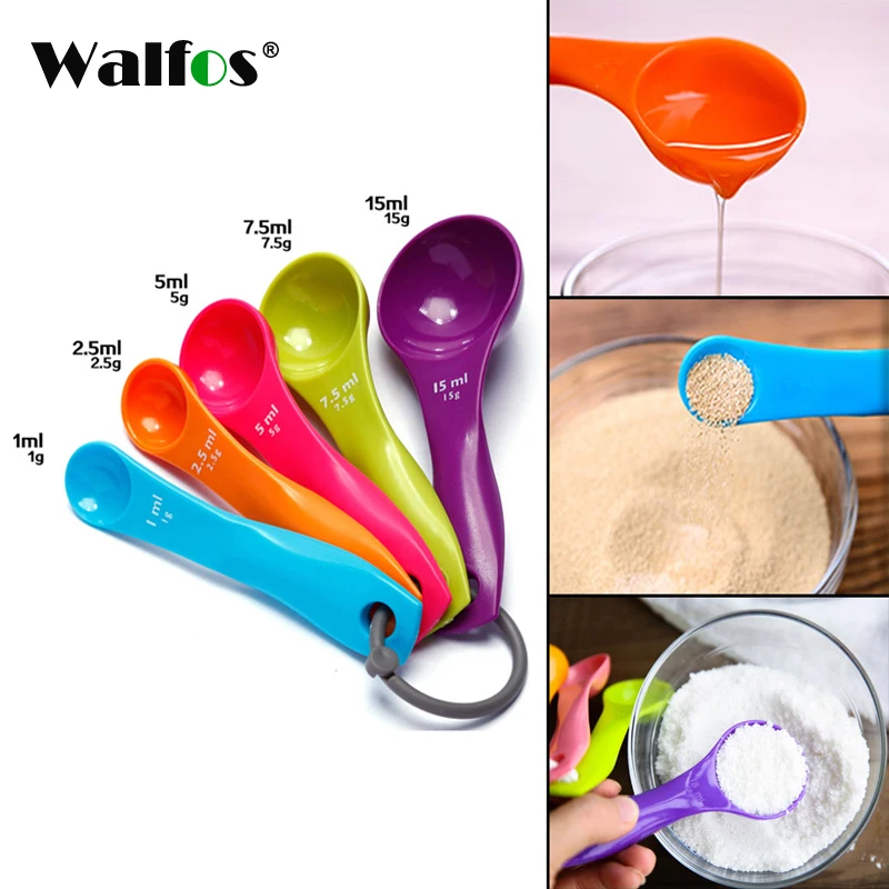 WALFOS 5 pcs/set Measuring Spoons Colorful Plastic (1 / 2.5 / 5 / 7.5/ 15ml) Measure Spoon Super Useful Sugar Cake Baking Spoon
WALFOS 5 pcs/set Measuring Spoons Colorful Plastic (1 / 2.5 / 5 / 7.5/ 15ml) Measure Spoon Super Useful Sugar Cake Baking Spoon
