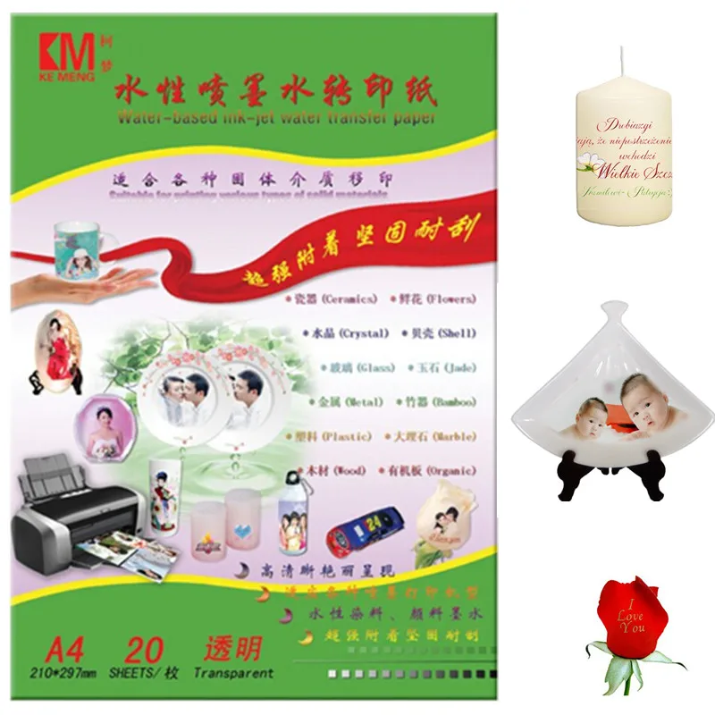 (200pcs/lot) Inkjet Water Slide Decal Paper A4 Transfer Paper Transparent /Clear Color Inkjet Waterslide Decal Paper For Candle
(200pcs/lot) Inkjet Water Slide Decal Paper A4 Transfer Paper Transparent /Clear Color Inkjet Waterslide Decal Paper For Candle