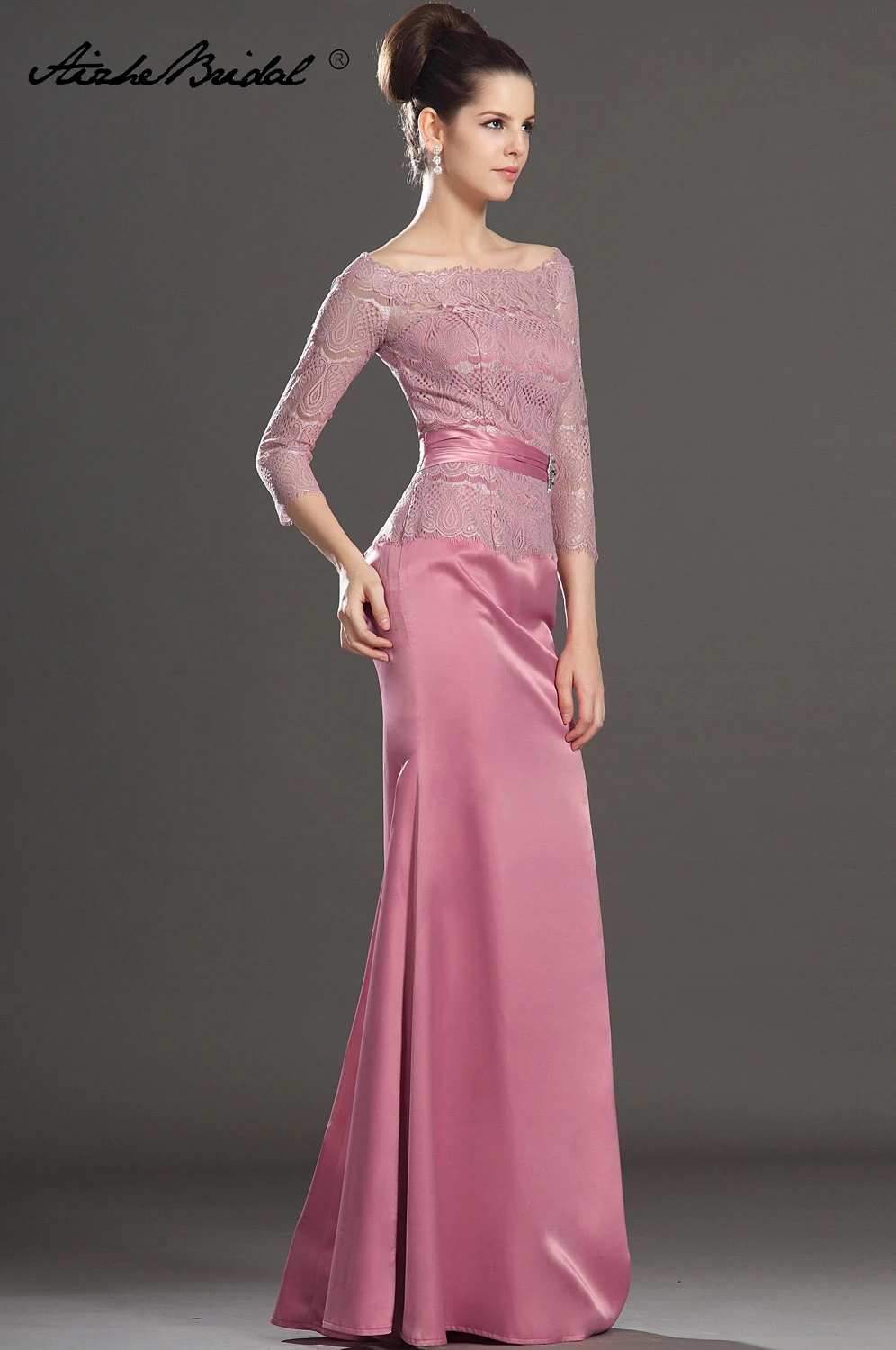 Gorgeous Mermaid 3/4 Sleeve Mother of the Bride Dress Pink Satin Long Formal Women's Dress 
Gorgeous Mermaid 3/4 Sleeve Mother of the Bride Dress Pink Satin Long Formal Women's Dress