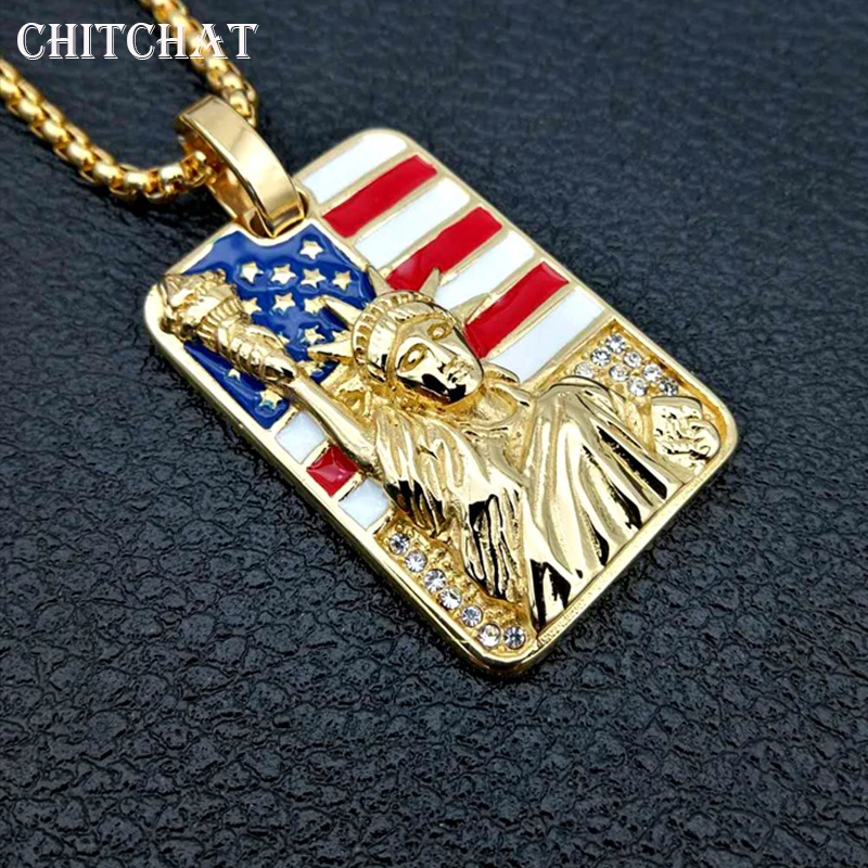 316L Stainless Steel New York Statue Of Liberty Pendant Necklace American Flag Grommets USA Flag Necklace Mens Hip Hop Jewelry
316L Stainless Steel New York Statue Of Liberty Pendant Necklace American Flag Grommets USA Flag Necklace Mens Hip Hop Jewelry