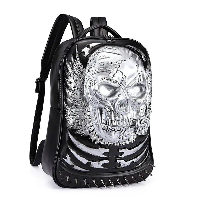 Rivet 3D Skull Skeleton Embossed Shoulder Bag Travel Backpack Restore Halloween Cool Dark Gothic Carving Style Backpack
Rivet 3D Skull Skeleton Embossed Shoulder Bag Travel Backpack Restore Halloween Cool Dark Gothic Carving Style Backpack