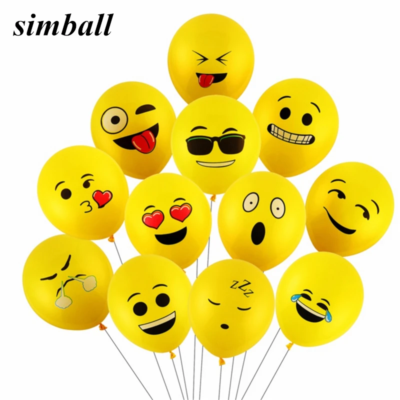 

10Pcs 12 Inch Emoji Balloons Smile Face Expression Yellow Latex Balloons Birthday Party Cartoon Inflatable Wedding Air Balloons