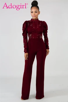 Adogirl Solid Stand Collar Hollow Out Lace Jumpsuit Women Sexy Long Sleeve Loose Romper Wide Leg Pants Night Club Party Outfits
Adogirl Solid Stand Collar Hollow Out Lace Jumpsuit Women Sexy Long Sleeve Loose Romper Wide Leg Pants Night Club Party Outfits