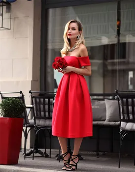 Elegant Short Red Bridesmaid Dresses Boat Neck Off The Shoulder Tea Length Simple Bridesmaid Wedding Party Dress 2019 New
Elegant Short Red Bridesmaid Dresses Boat Neck Off The Shoulder Tea Length Simple Bridesmaid Wedding Party Dress 2019 New
