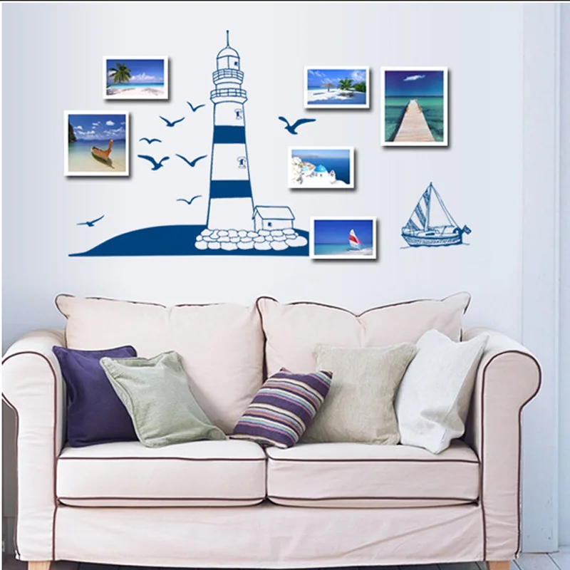 Средиземноморский Маяк настенный стикер для гостиной кабинета фото фон