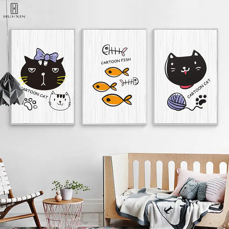 Wall Art Heartwarm Birthday Party Presents For Kids Nursury Room Decor Cartoon Twoon Black Cat Head Three Yellow Fishes 
Wall Art Heartwarm Birthday Party Presents For Kids Nursury Room Decor Cartoon Twoon Black Cat Head Three Yellow Fishes