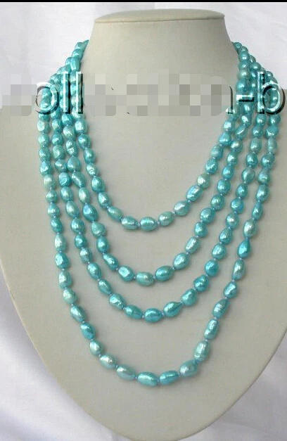 

FREE shipping>>>> stunning long 100" 11mm blue baroque freshwater cultured pearl necklace m671 6.07