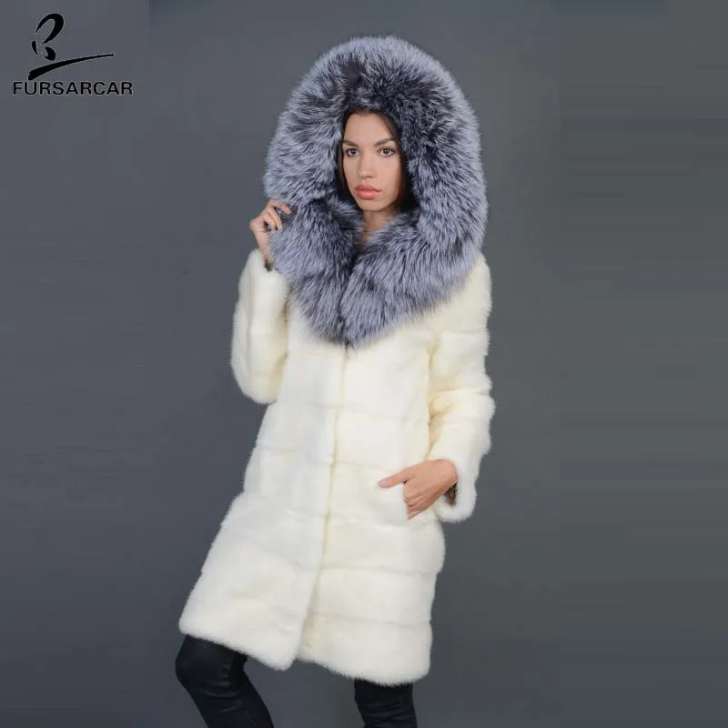 FURSARCAR 2018 New Arrival Women Luxury Real Mink Fur Coats With Silver Fox Fur Hood Thick Warm Jacket Female Mink Fur Outwear
FURSARCAR 2018 New Arrival Women Luxury Real Mink Fur Coats With Silver Fox Fur Hood Thick Warm Jacket Female Mink Fur Outwear