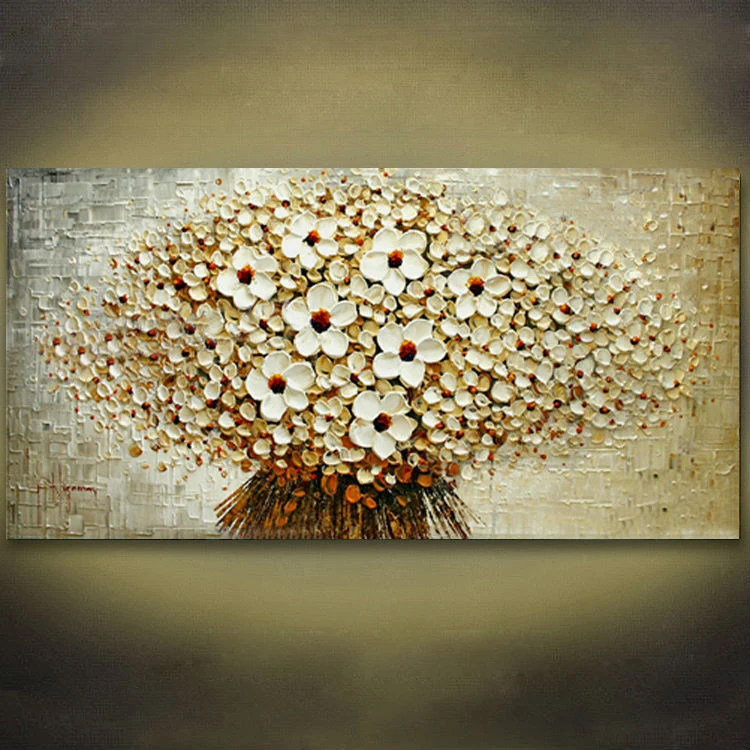100% Hand-painted modern home decor wall art picture a bunch of beige flowers thick paint palette knife oil painting on canvas
100% Hand-painted modern home decor wall art picture a bunch of beige flowers thick paint palette knife oil painting on canvas
