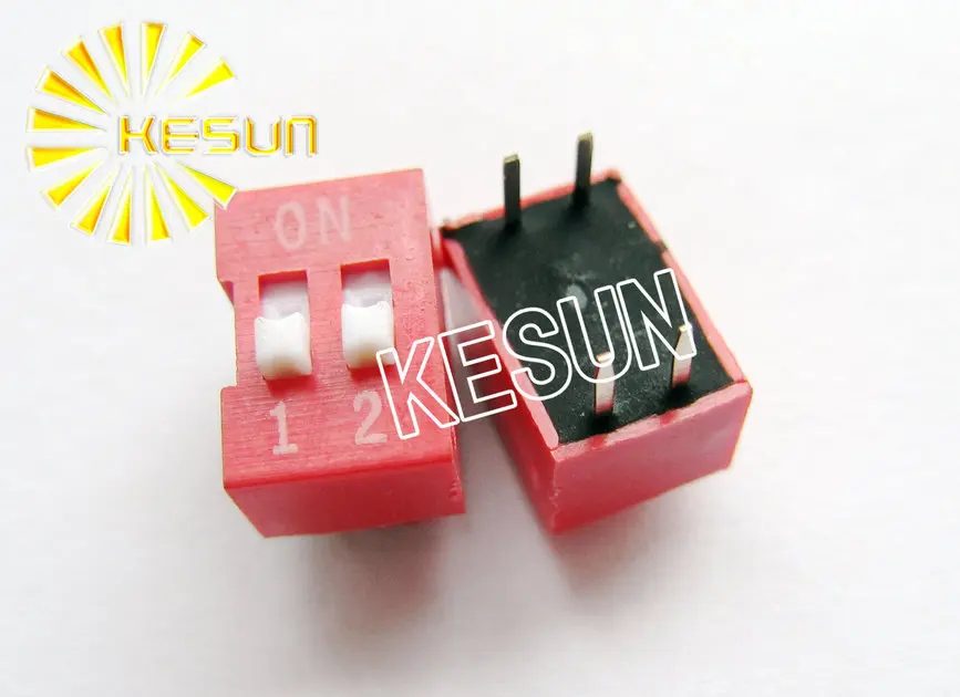 

China Quality DS-02 Red 2P DIP Switch 2.54mm 2 Position Encoder Switch Slide Switch x 200PCS