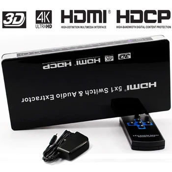 HDMI Switch 5x1 Audio Extractor 4Kx2K@30hz 5 Port HDMI Audio Extractor Switch Converter with Optical & L/R Audio Output Supports
HDMI Switch 5x1 Audio Extractor 4Kx2K@30hz 5 Port HDMI Audio Extractor Switch Converter with Optical & L/R Audio Output Supports