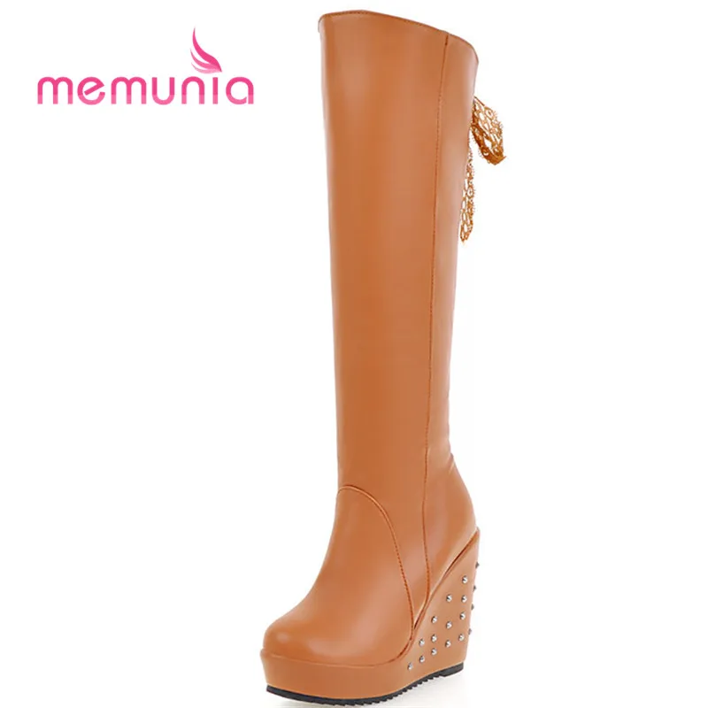 MEMUNIA 2018 new knee high boots elegant riband punk rivet fashion boots extreme high heels winter boots female
MEMUNIA 2018 new knee high boots elegant riband punk rivet fashion boots extreme high heels winter boots female