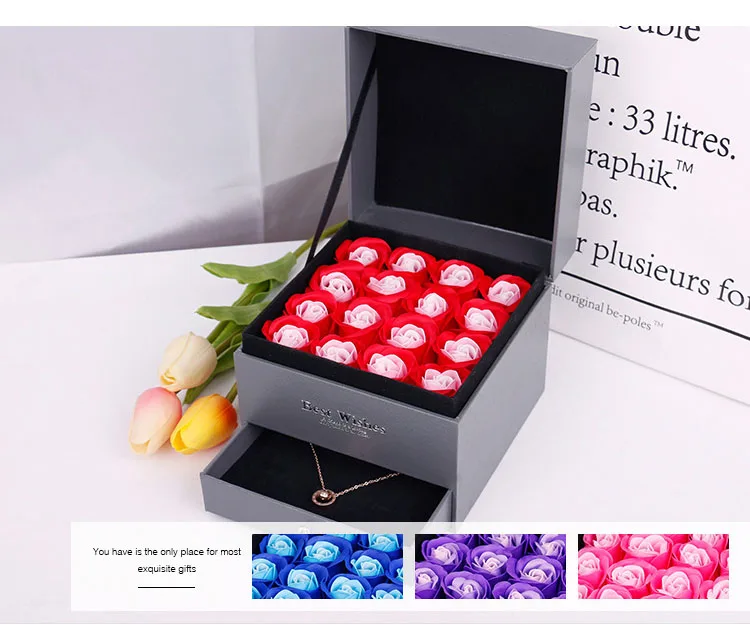Valentine's day Mother's Day artificial flower rose gift box (18)