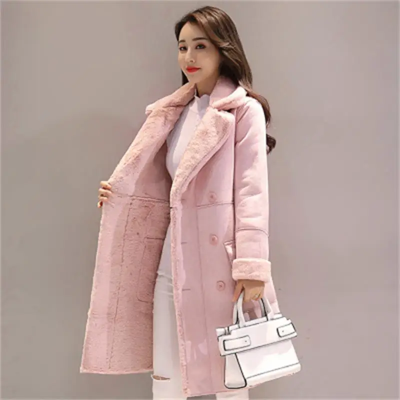 Women Windbreaker LambsWool Jacket 2019Winter Thick Cotton Coat Medium Long Section Imitation Deerskin Coat Female Outerwear
Women Windbreaker LambsWool Jacket 2019Winter Thick Cotton Coat Medium Long Section Imitation Deerskin Coat Female Outerwear